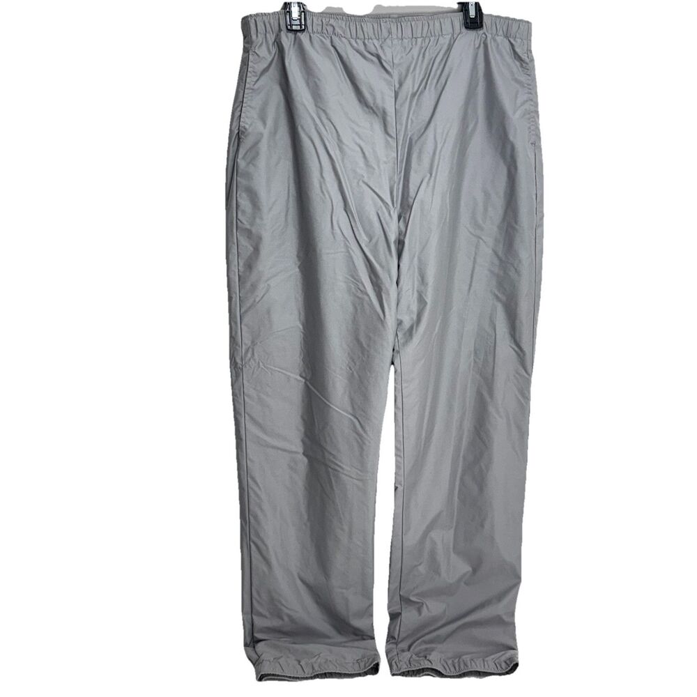 Vtg Reebok Track Pants Mens Nylon Joggers Lined Gray Sz L Pockets